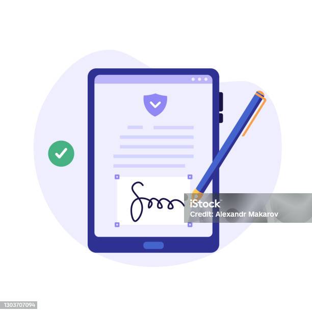 Businessman Signing Contract With Digital Pen On Phone Digital Signature Business Contract Electronic Contract Esignature Concept Vector Illustration In Flat Design For Web Banner Mobile App Stock Illustration - Download Image Now
