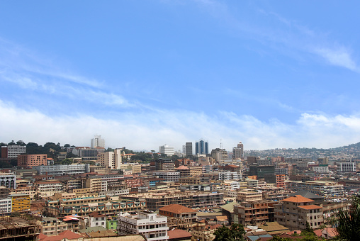 Aerial view over Kampala, Uganda.