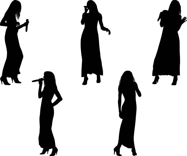 sänger-silhouette - silhouette singer singing group of objects stock-grafiken, -clipart, -cartoons und -symbole