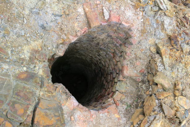 istock Deep hole for the well in the old town 1303710573