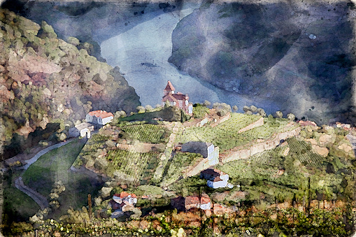 Watercolor of Douro Valley