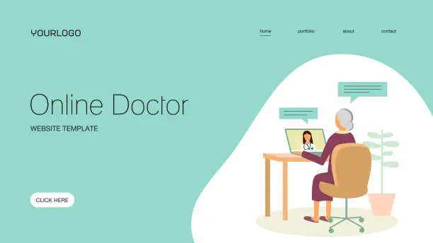 Vector illustration of Online doctor