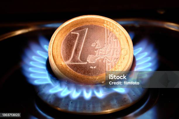 Costs Of Energy And Euro Coin Stock Photo - Download Image Now - Natural Gas, Gas, Fuel Prices