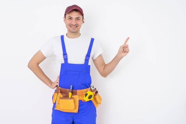 istock Stock image of male construction worker over white background 1303714999