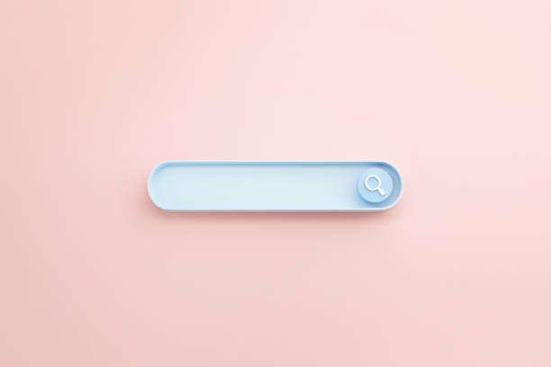 istock White search or magnifying glass in blank search bar on Background, 3d render. 1303715032