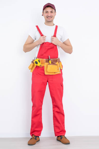 istock Stock image of male construction worker over white background 1303715234