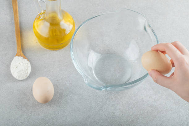 istock An empty glass plate with fresh chicken fresh eggs 1303718525