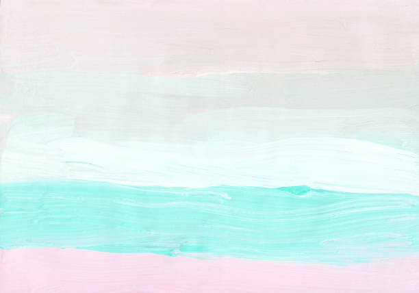 istock Abstract minimalist pastel pink, green, white background texture. Soft brush strokes on paper. Faded artistic backdrop. 1303729421