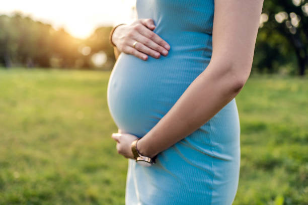 istock Pregnant woman touching her belly 1303729522