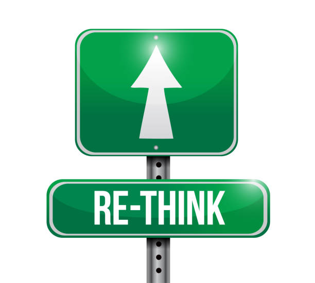 Re-think road sign illustration design Re-think road sign illustration design over a white background thinking fast and slow stock illustrations