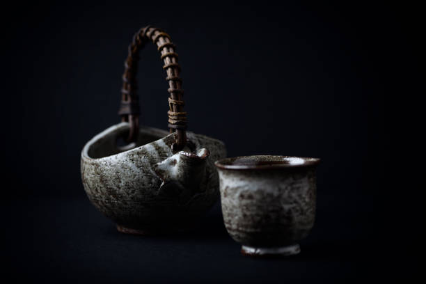istock Traditional, handcrafted ceramic on dark background. Soft focus. Close up. Copy space. 1303730816