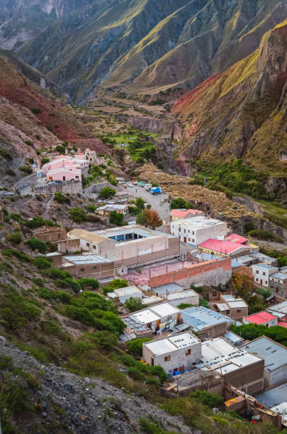 Colorful village landscape in Iruya, Salta, Argentina stock photo