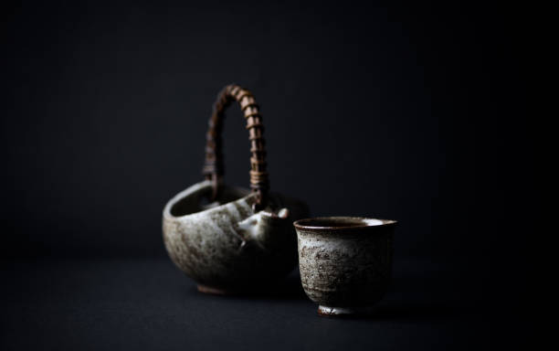 istock Traditional, handcrafted ceramic on dark background. Soft focus. Close up. Copy space. 1303734539