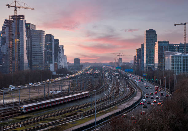 istock Freeway through the zuid-as Amsterdam business district 1303736677
