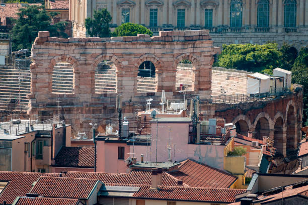 Amphitheater Arena of Verona, Italy High angle view of Amphitheater Arena of Verona, Italy verona opera stock pictures, royalty-free photos & images