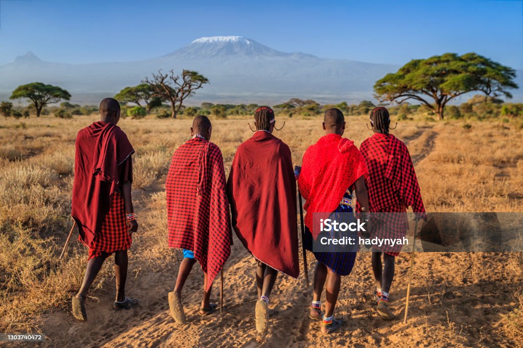 Group Of Maasai Warriors Going Back To Village Kenya Africa Stock Photo -  Download Image Now - iStock