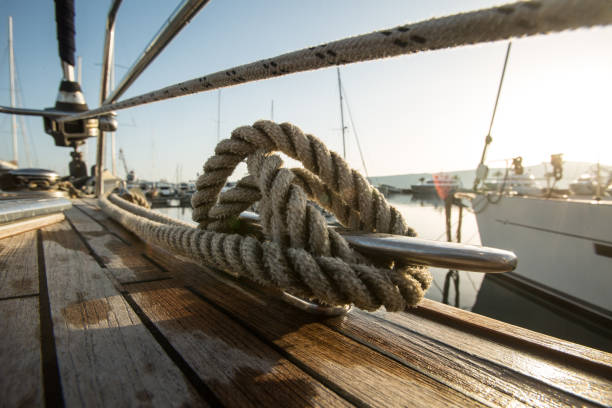 istock Mooring line on a mooring cleat 1303740820