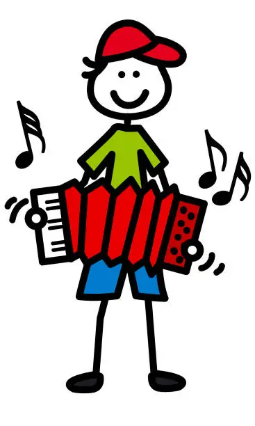 Vector illustration of Boy with accordion