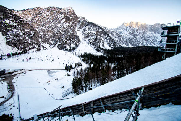 planica ski jump hill, slovenia - ski jumping hill imagens e fotografias de stock