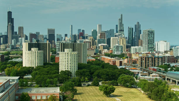 istock Morning in Chicago - Drone Shot 1303756794