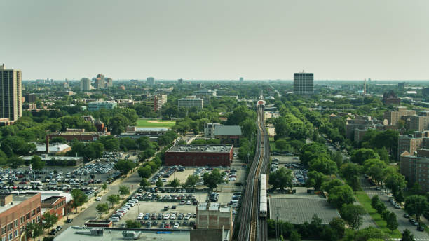 istock L Train Tracks in South Side Chicago - Drone Shot 1303756818