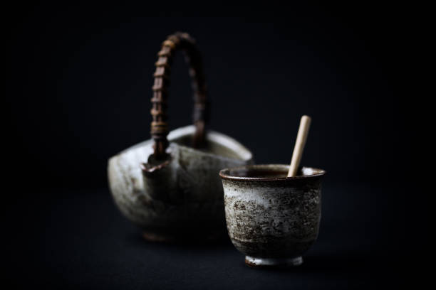 istock Traditional, handcrafted ceramic on dark background. Soft focus. Close up. 1303759487