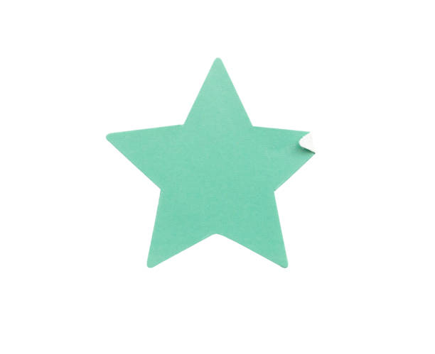istock Blue star shape paper sticker label isolated on white background 1303762944