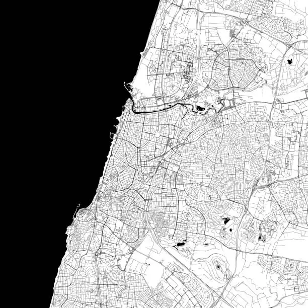 Vector illustration of Tel Aviv, Israel Vector Map