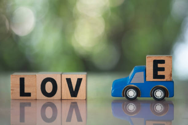 istock Wooden blue pickup carrying 