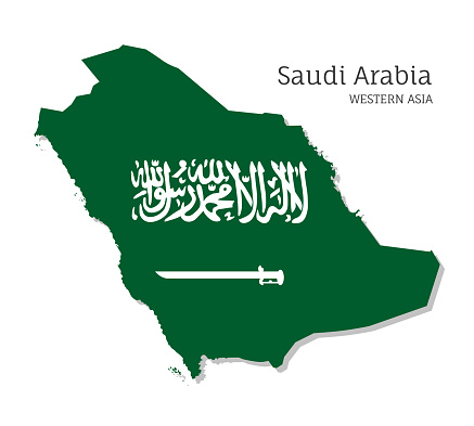 Map Of Saudi Arabia With National Flag Stock Illustration - Download ...