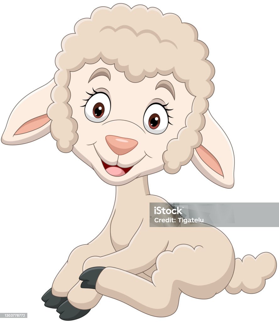 Phim Hoạt Hình Hài Hước Con Cừu Con Ngồi Hình minh họa Sẵn có ...