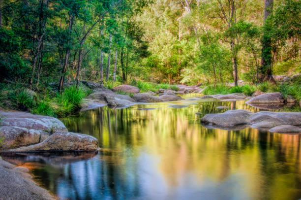 Mothar Mountain Rock Pools Mothar mountain rock pools outside of Gympie Queensland tranquil scene stock pictures, royalty-free photos & images