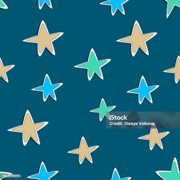 Random Star Pattern Background Seamless Pattern With Random Stars In Dark Sky Decorative Wallpaper ...