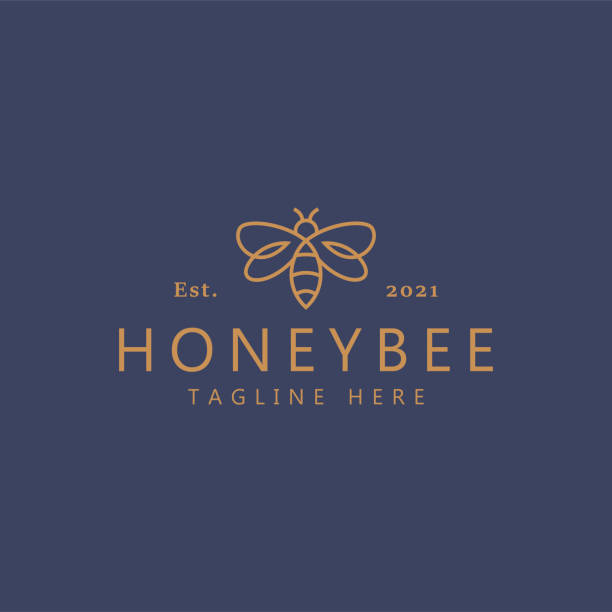 Honey Bee Sweet Simple Line Logo Concept Honey Bee Sweet Simple Line Logo Concept honey bee stock illustrations
