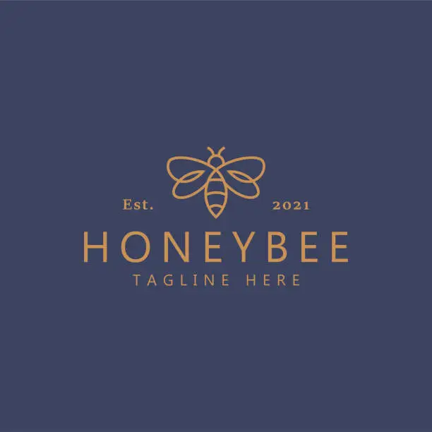 Vector illustration of Honey Bee Sweet Simple Line Logo Concept