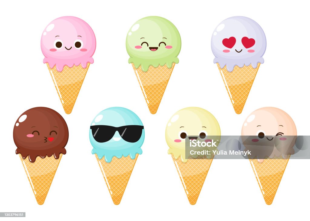 Ilustración de Lindos Helados De Dibujos Animados Con Cara Divertida y más  Vectores Libres de Derechos de Helado - Comida dulce congelada - iStock