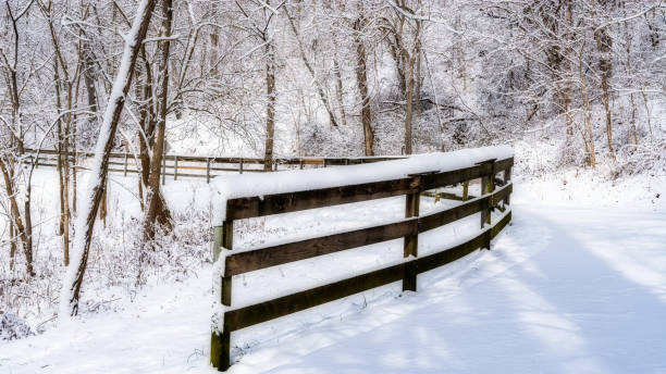 istock Snow Covering Split Rail Fence 1303802991