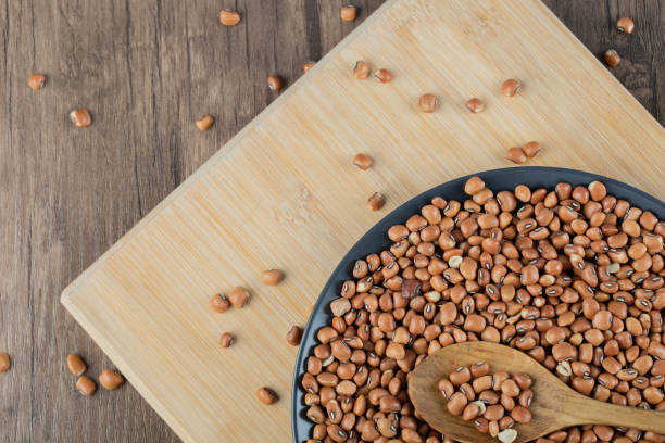 istock A dark plate with raw brown kidney beans on a wooden table 1303803243
