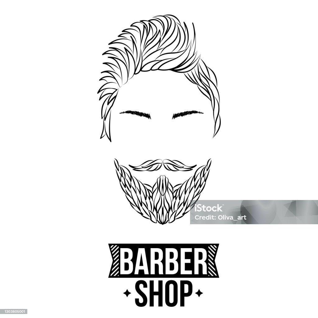 Barber Shop Biểu Tượng Logo Vector Màu Đen Đầu Của Một Người Đàn ...