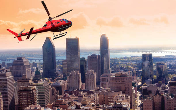 istock Helicopter tour over Montreal. 1303805985