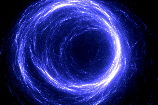 Glowing vortex of light flowing into a black hole