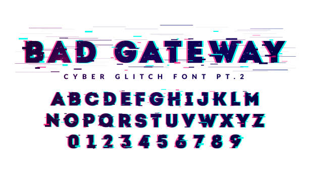 Vector Illustration Futuristic Technology Glitch Font Typography Vector Illustration Futuristic Technology Glitch Font Typography distorted font stock illustrations