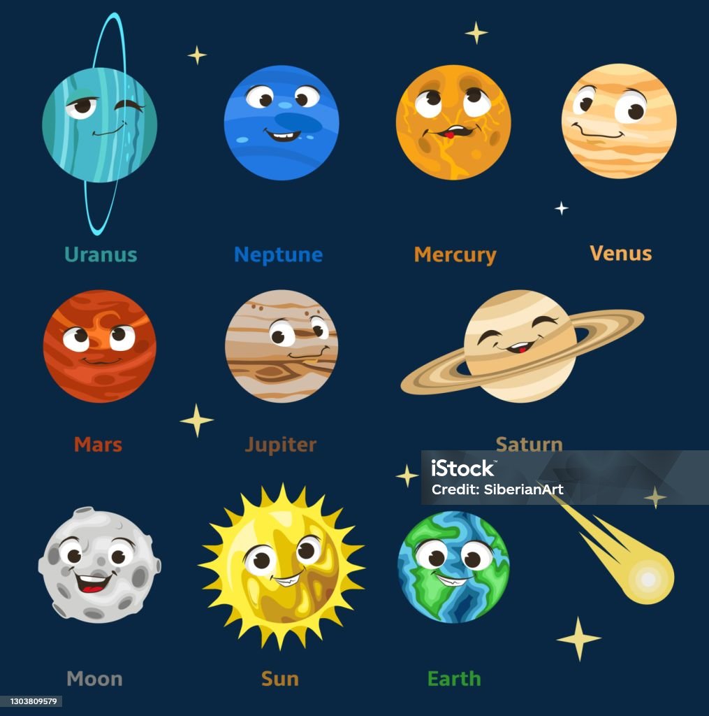 Cute Cartoon Solar System Planets With Smiling Faces Vector Paper Cut  Illustration Funny Space Emoji Kids Astronomy Stock Illustration - Download  Image Now - iStock