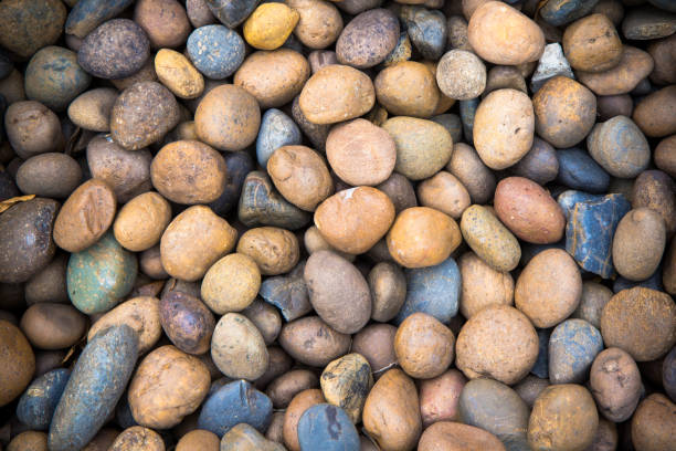 istock Pebble stones for background. Macro shot. Top view 1303811117