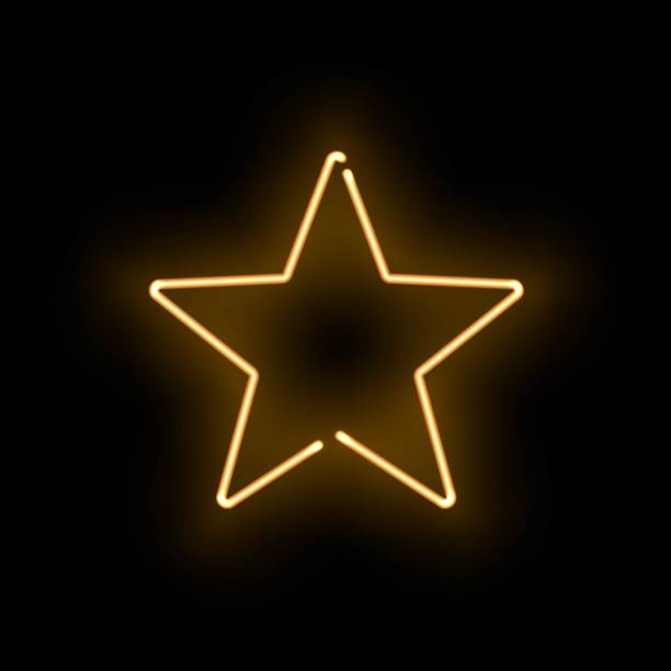 istock Abstract golden neon luminous star on black background. Glowing yellow discontinuous object with soft light effect. Vector illustration of shining frame, template for nightclub party design. 1303821266