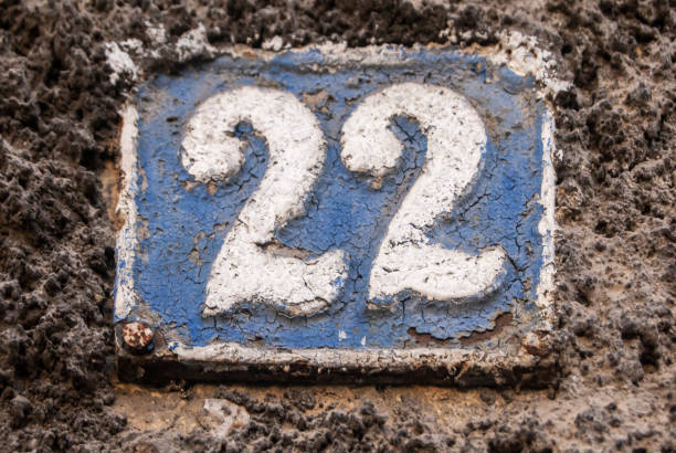 istock Old retro cast iron plate number 22 1303822148