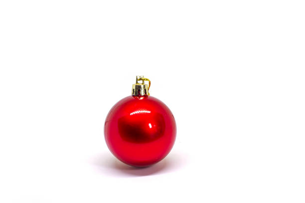 istock Red bauble for Christmas tree isolated on white background. Christmas ball studio clip art. Red firtree ornament for Christmas greeting card or mockup. Red firtree bauble decoration 1303823089