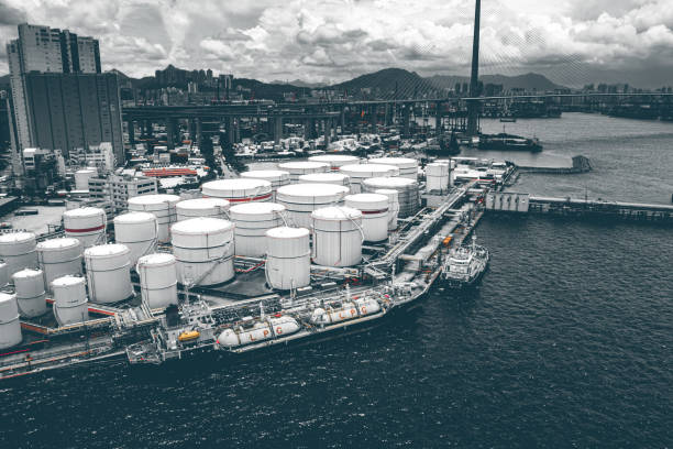 istock Several huge tanks for storing fuel. 1303826416