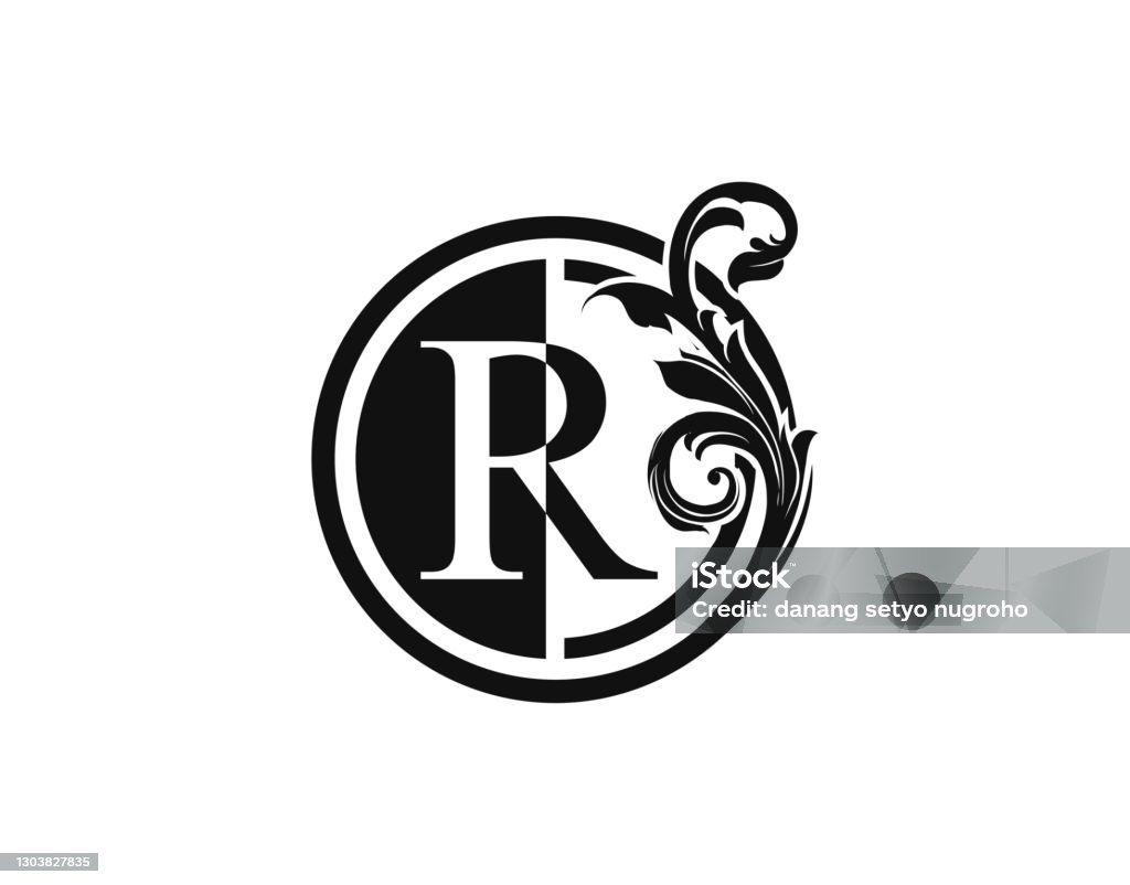 Circle R Design Royal Circle R Letter Floral Stock Illustration - Download Image Now ...