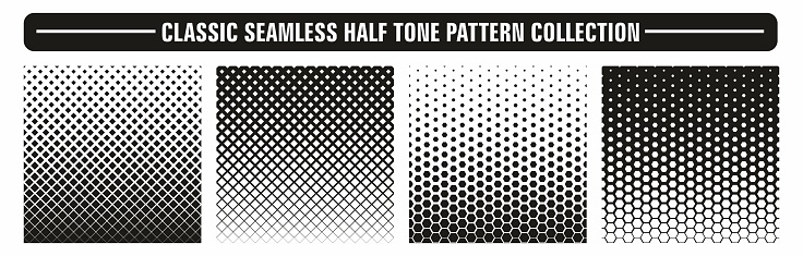 Half Ton Pattern Classic Half Tone Seamless Pattern Collection Vector Illustration Stock ...
